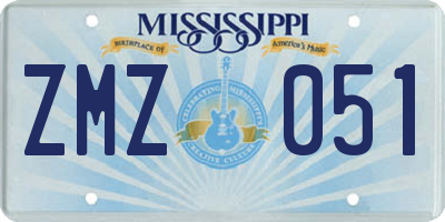 MS license plate ZMZ051