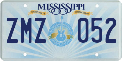 MS license plate ZMZ052