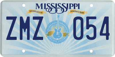 MS license plate ZMZ054