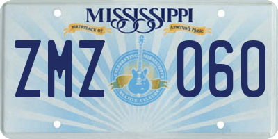 MS license plate ZMZ060