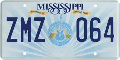 MS license plate ZMZ064