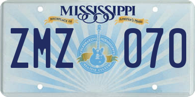 MS license plate ZMZ070