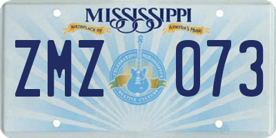 MS license plate ZMZ073