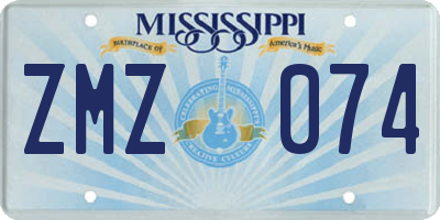 MS license plate ZMZ074