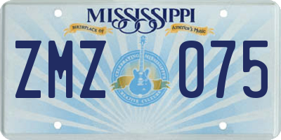 MS license plate ZMZ075