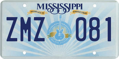 MS license plate ZMZ081
