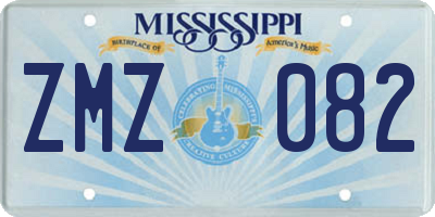 MS license plate ZMZ082
