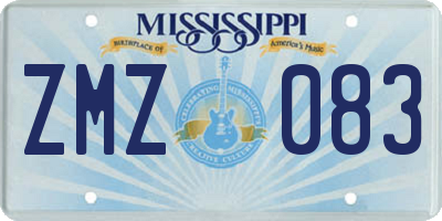 MS license plate ZMZ083