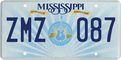 MS license plate ZMZ087