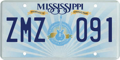 MS license plate ZMZ091