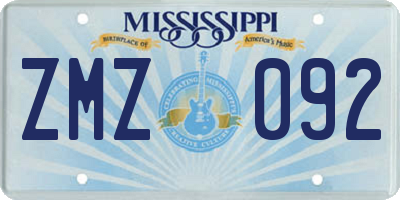 MS license plate ZMZ092