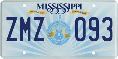 MS license plate ZMZ093