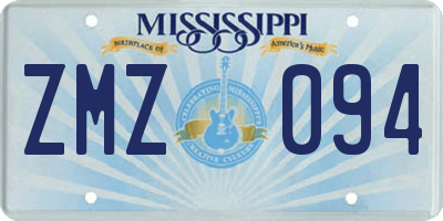 MS license plate ZMZ094