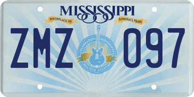 MS license plate ZMZ097