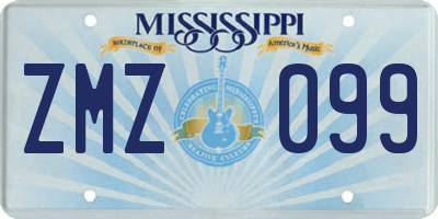 MS license plate ZMZ099