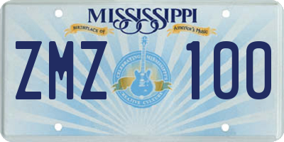 MS license plate ZMZ100