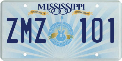 MS license plate ZMZ101