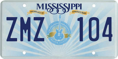 MS license plate ZMZ104