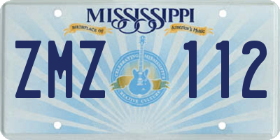 MS license plate ZMZ112