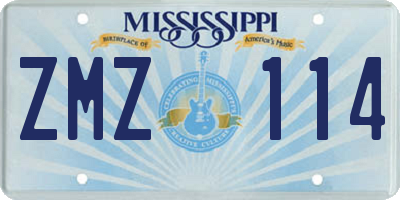 MS license plate ZMZ114