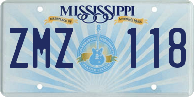 MS license plate ZMZ118
