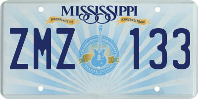 MS license plate ZMZ133