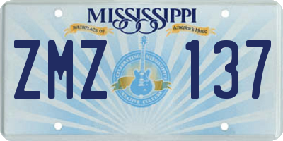MS license plate ZMZ137