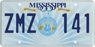 MS license plate ZMZ141