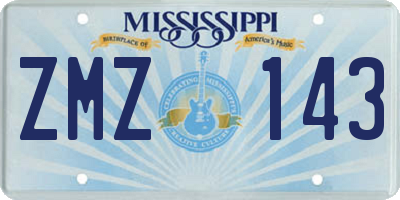 MS license plate ZMZ143