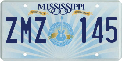 MS license plate ZMZ145
