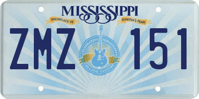 MS license plate ZMZ151