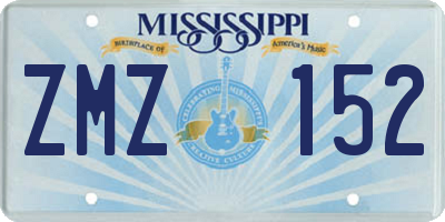 MS license plate ZMZ152