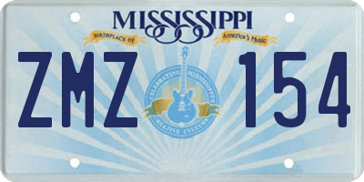MS license plate ZMZ154