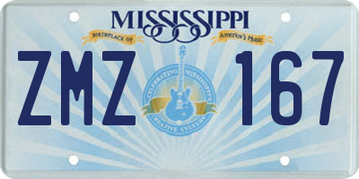 MS license plate ZMZ167
