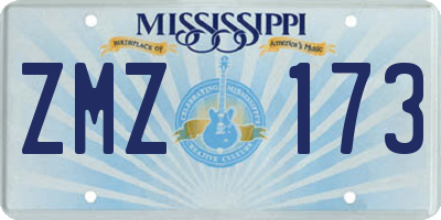 MS license plate ZMZ173