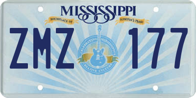 MS license plate ZMZ177