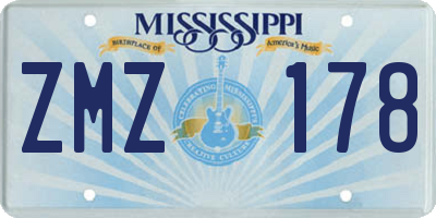MS license plate ZMZ178