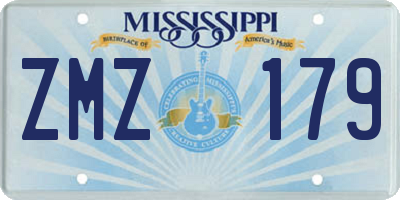 MS license plate ZMZ179