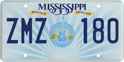 MS license plate ZMZ180