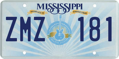 MS license plate ZMZ181