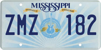 MS license plate ZMZ182