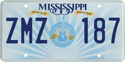 MS license plate ZMZ187