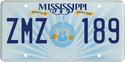 MS license plate ZMZ189