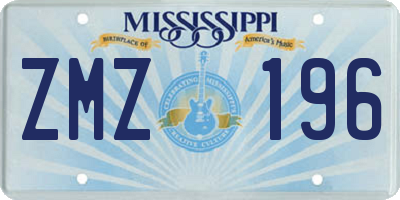 MS license plate ZMZ196
