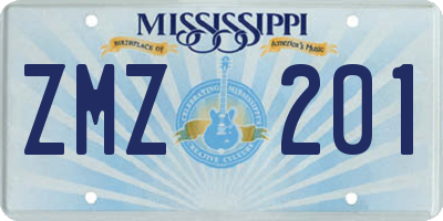 MS license plate ZMZ201
