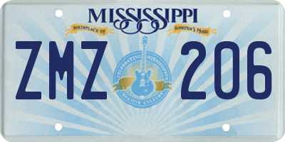 MS license plate ZMZ206