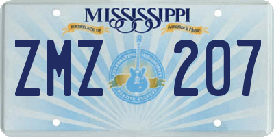 MS license plate ZMZ207