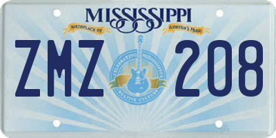 MS license plate ZMZ208
