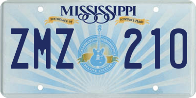 MS license plate ZMZ210