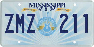 MS license plate ZMZ211